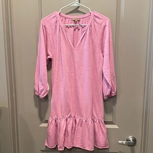 Lilla P Knit Dress Small Pink Pima Cotton Modal Ruffle Hem Casual